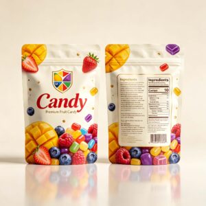 Custom Printed Candy Stand up Pouch Food Grade Zipper Bag Sour Gummy Bear Chocolate Sweets Packaging